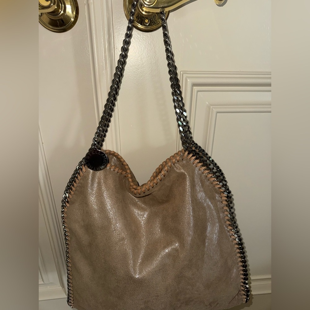 Stella McCartney Taupe Falabella Shoulder Bag with Gunmetal Chain